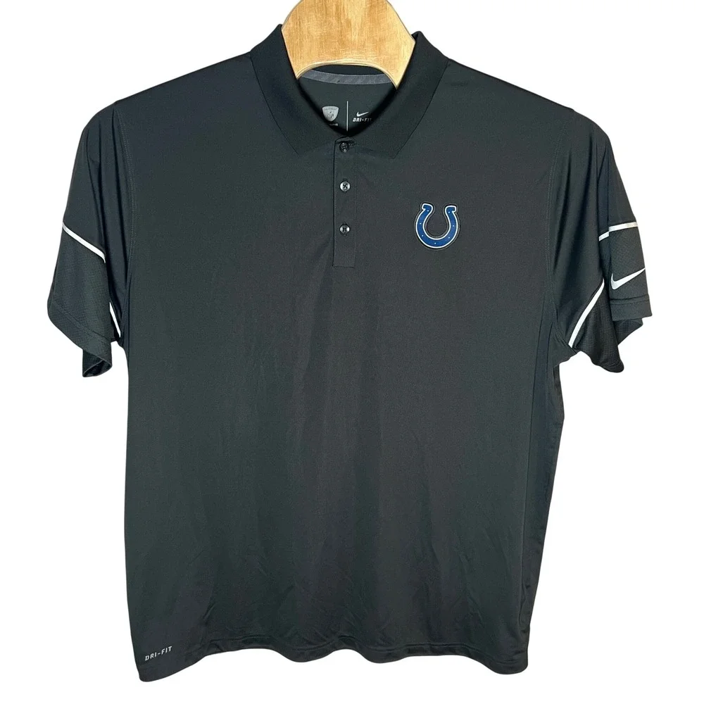 Nike Polo Shirt Mens XXL Black Indianapolis Colts NFL Equipment Training Dri-FIT